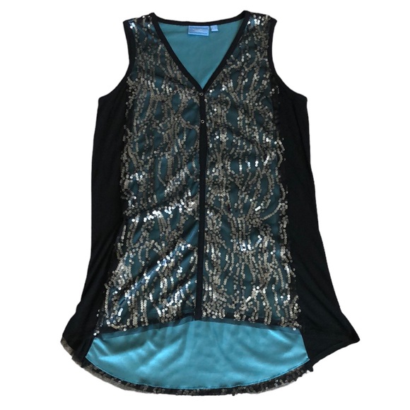Vera Wang | Sequin Tunic/Tank Mini Dress - Picture 1 of 9
